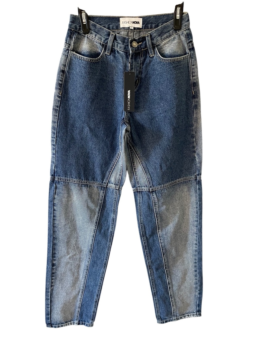 Fashion Nova two‎ tone denim straight leg jeans size 3